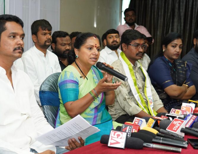 Jagruti Janambata media meet on regional ring road hyderabad