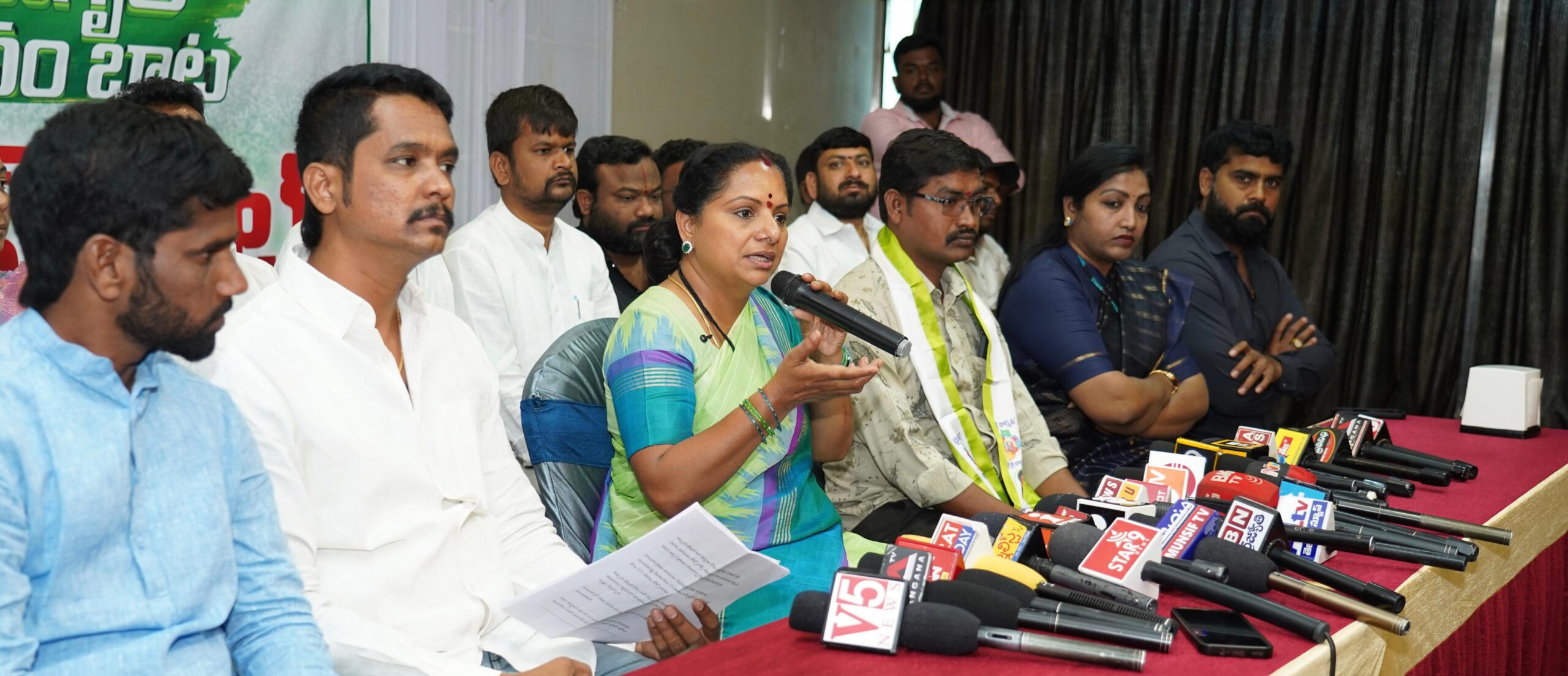 Jagruti Janambata media meet on regional ring road hyderabad