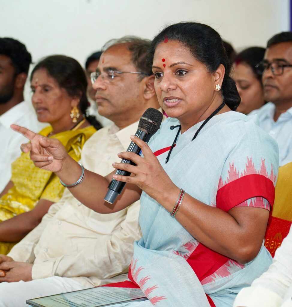 Telangana Jagruti leader Kavitha addresses media on water issues