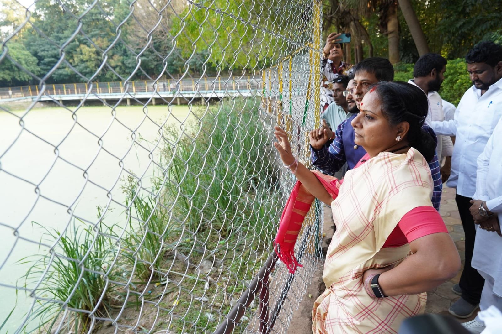 Kalvakuntla Kavitha visiting Nampally Jawahar Bal Bhavan, stressing the need to strengthen Bal Bhavans to promote children’s creativity and preserve public heritage spaces.