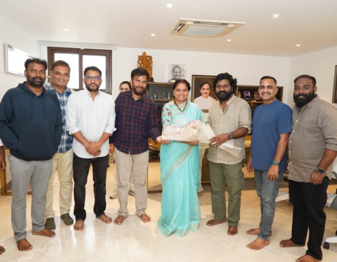 Kalvakuntla Kavitha meeting the Raju Weds Rambai movie team at her Hyderabad residence and congratulating them on the film’s success