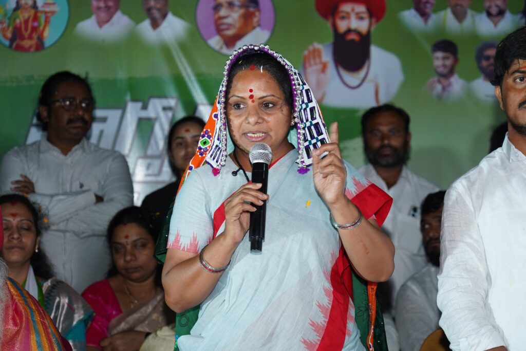 Kalvakuntla Kavitha staying at a tribal tanda and interacting with Chenchu community in Nagar Kurnool