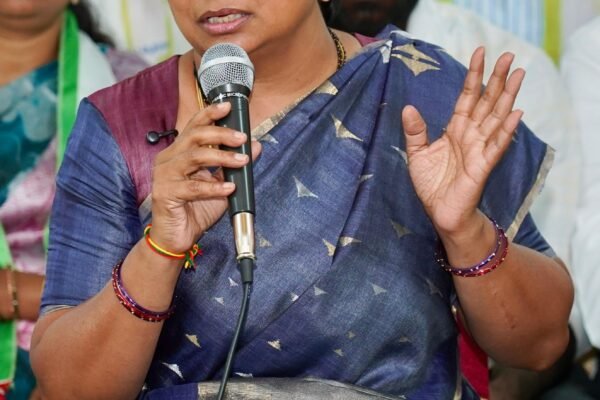 Kalvakuntla Kavitha addressing media in Suryapet on alleged corruption