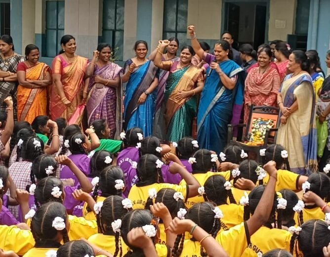 Kavitha pays tribute to Savitribai Phule at KGBV school
