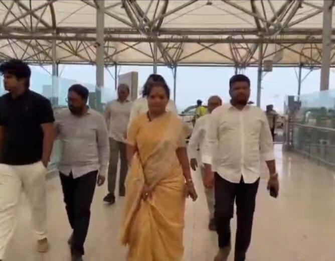 Kalvakuntla Kavitha leaves for Tirumala Venkateswara Swamy darshan from Shamshabad airport