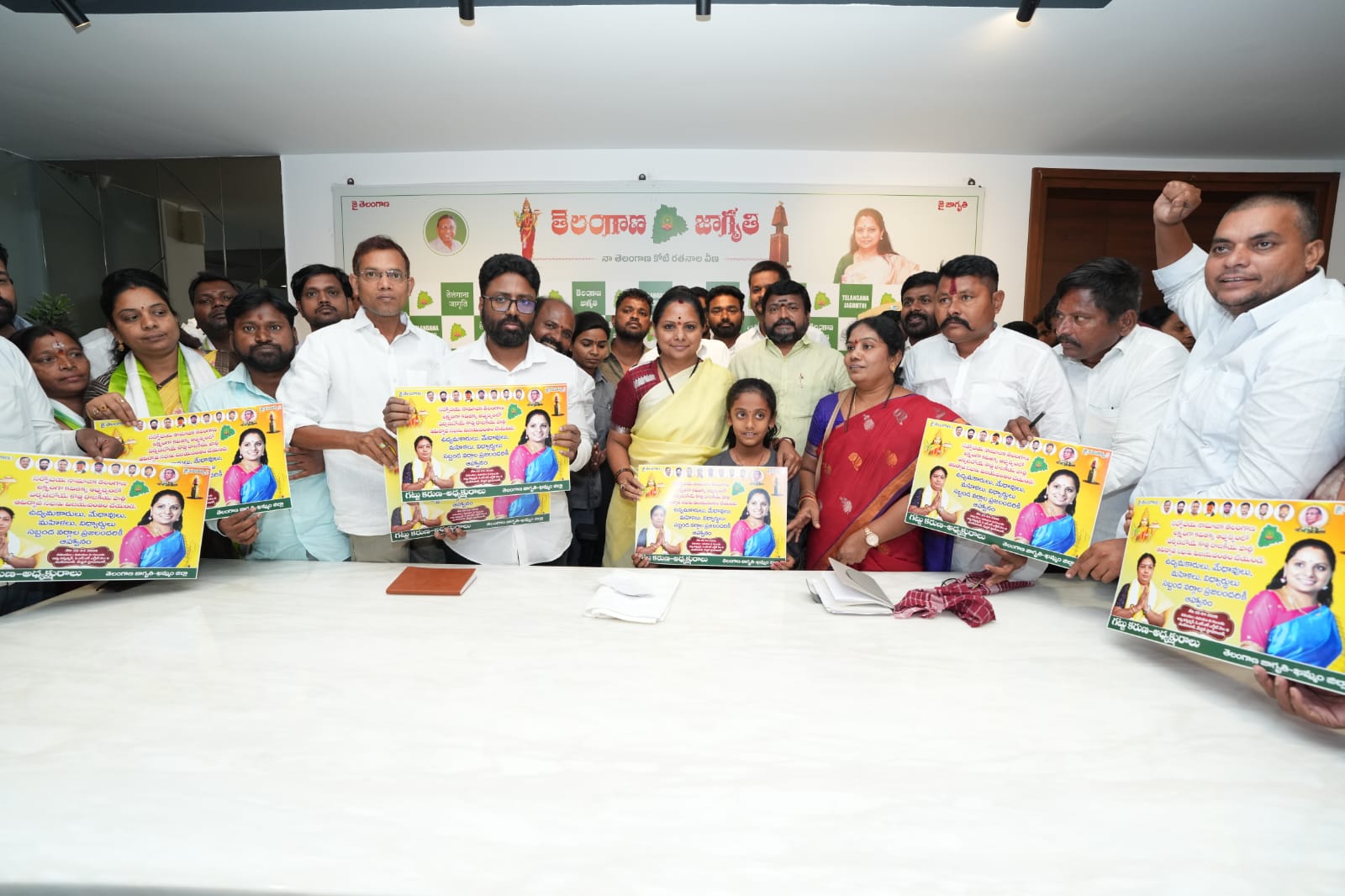 Kalvakuntla Kavitha speaking at Telangana Jagruthi meeting in Hyderabad announcing new political party launch on April 25