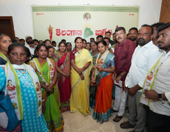 Leaders from Suryapet district joining Telangana Jagruthi under Kalvakuntla Kavitha in Hyderabad