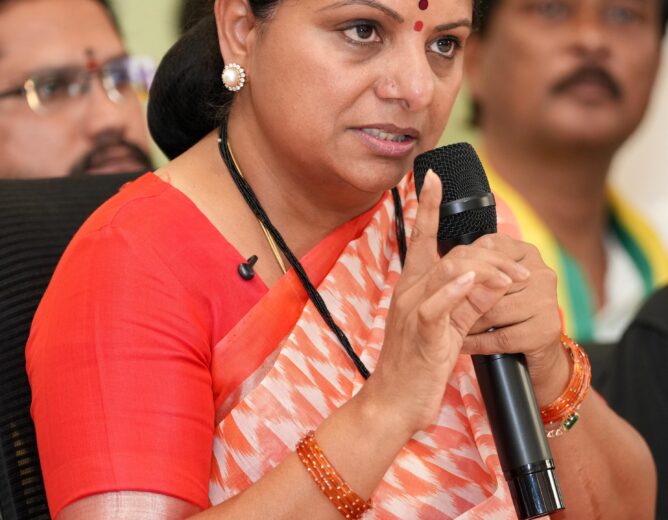 K Kavitha warns against Professor Nageshwar’s arrest, attacks Revanth Reddy government over humanitarian issues.