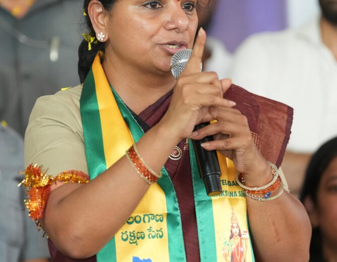 Kavitha warns of protests if Prof K Nageshwar is arrested.