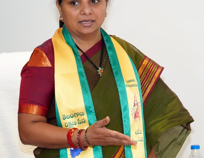 Kalvakuntla Kavitha addresses the media in Hyderabad, expressing concern over women's safety in Telangana and demanding strict action in the Khammam minor girl case and Malkajgiri shooting incident