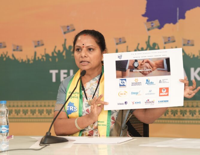 K Kavitha alleges that Harish Rao is plotting to take over BRS and claims a secret understanding was reached in London, while also targeting CM Revanth Reddy